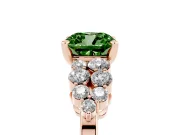Fancy Green Cushion Cut Diamond Cluster Engagement Ring Set in Rose gold with Pavé Band and Prong Setting