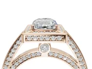 Radiant Cut Sectioned Halo Engagement Ring Setting | Pavé Gallery and Band | Rose Gold