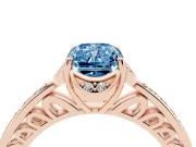 Radiant Cut Floral Pavé Engagement Ring Setting for a Fancy Blue Lab-Grown Diamond | Rose Gold