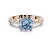 Cushion Cut Graduated Solitaire Engagement Ring Setting for a Fancy Blue Lab-Grown Diamond | Rose Gold