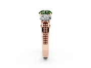 Round Engagement Ring Setting for a Fancy Green Lab-Grown Diamond | Three Stone | Rose Gold