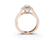 Radiant Cut Pavé Engagement Ring Setting | Wide Three-Row Band | Rose Gold