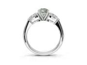 Pear-Shaped Three-Stone Engagement Ring Setting for a Fancy Green Lab-Grown Diamond | Pear Side Stones | Sterling Silver