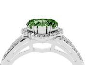 Fancy Green Heart Cut Diamond Halo Ring Set in Silver with Double Pavé Split Shank