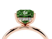 Princess Cut Hidden Halo Engagement Ring Setting for a Fancy Green Lab-Grown Diamond | Plain Band | Rose Gold