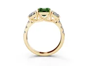 Asscher Cut Three Stone Engagement Ring Setting for a Fancy Green Lab-Grown Diamond | Accented Shoulders | Yellow Gold