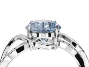 Round Bypass Solitaire Engagement Ring Setting for a Fancy Blue Lab-Grown Diamond | Pavé and Plain Strands | Platinum