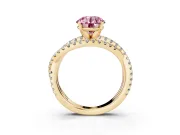 Round Twisted Pavé Engagement Ring Setting for a Fancy Pink Lab-Grown Diamond | Yellow Gold