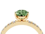 Pear-Shaped Pavé Solitaire Engagement Ring Setting for a Fancy Green Lab-Grown Diamond | Yellow Gold