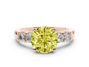 Round Five Stone Engagement Ring Setting for a Fancy Yellow Lab-Grown Diamond | Rose Gold