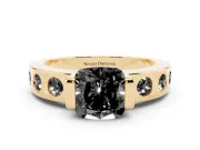 Cushion Cut Tension Style Engagement Ring Setting for a Black Center | Yellow Gold