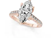 Marquise Hidden Halo Pave Engagement Ring Setting | Claw Prongs | Rose Gold