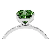 Cushion Cut Pave Engagement Ring Setting for a Fancy Green Lab-Grown Diamond | Slim Band | Platinum