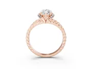 Marquise Cut Diamond Halo Ring Set in Rose gold with Twisted Band and Prong Setting