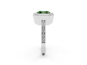 Fancy Green Asscher Cut Diamond Halo Ring Set in Platinum with Pavé Band and Milgrain-Edged Prongs