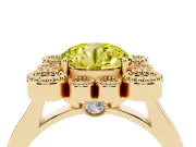 Round Milgrain Cluster Halo Engagement Ring Setting for a Fancy Yellow Lab-Grown Diamond | Plain Band | Yellow Gold