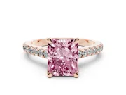 Radiant Cut Hidden Halo Pave Engagement Ring Setting for a Fancy Pink Lab-Grown Diamond | Claw Prongs | Rose Gold