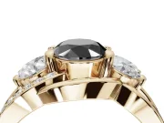 Oval Three Stone Engagement Ring Setting for a Black Center | Yellow Gold