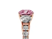 Cushion Cut Engagement Ring Setting for a Fancy Pink Lab-Grown Diamond | Three Stone | Rose Gold
