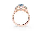 Fancy Blue Marquise Cut Diamond Three-Stone Ring Set in Rose gold with Braided Band