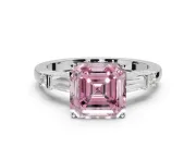 Asscher Cut Tapered Baguette Engagement Ring Setting for a Fancy Pink Lab-Grown Diamond | Sterling Silver