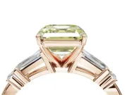 Asscher Cut Tapered Baguette Engagement Ring Setting for a Fancy Yellow Lab-Grown Diamond | Bar Set Sides | Rose Gold