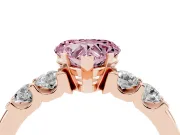 Heart-Shaped Five Stone Engagement Ring Setting for a Fancy Pink Lab-Grown Diamond | Rose Gold