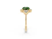 Round Cluster Engagement Ring Setting for a Fancy Green Lab-Grown Diamond | Yellow Gold