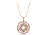 Round Lab-Grown Diamond Graduated Filigree Disc Pendant Necklace | Milgrain Edges | Rose Gold