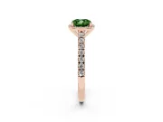 Fancy Green Cushion Cut Diamond Halo Engagement Ring Set in Rose gold with Pavé Band and Prong Setting