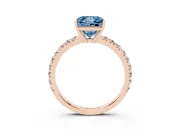 Princess Cut Pave Engagement Ring Setting for a Fancy Blue Lab-Grown Diamond | Shared Prong Band | Rose Gold