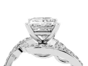 Princess Cut Diamond Solitaire Ring Set in Silver with Pavé Twist Band and Secure Prong Setting