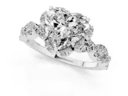 Heart-Shaped Milgrain Halo Engagement Ring Setting | Graduated Shoulders | Sterling Silver