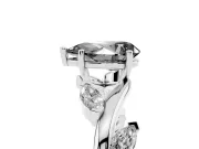 Pear-Shaped Twisted Vine Engagement Ring Setting for a Black Center | Sterling Silver