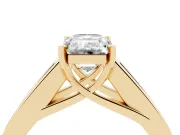 Emerald Cut Channel-Set Engagement Ring Setting | Princess Side Stones | Yellow Gold