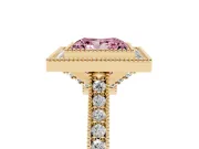 Princess Cut Vintage Milgrain Halo Engagement Ring Setting for a Fancy Pink Lab-Grown Diamond | Bezel Head | Yellow Gold