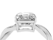 Asscher Cut Diamond Solitaire Twisted Pavé Ring Set in Platinum with Prong Setting
