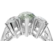 Marquise Three Stone Engagement Ring Setting for a Fancy Green Lab-Grown Diamond | Beaded Shoulders | Platinum