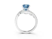 Fancy Blue Princess Cut Diamond Solitaire Ring Set in Platinum with Pavé Twist Band and Secure Prong Setting