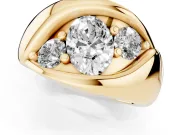 Oval Cut Diamond Channel-Set Crossover Ring Set in Yellow gold