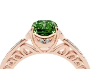 Radiant Cut Floral Pavé Engagement Ring Setting for a Fancy Green Lab-Grown Diamond | Rose Gold
