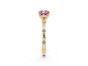Cushion Cut Bar Set Engagement Ring Setting for a Fancy Pink Lab-Grown Diamond | Yellow Gold