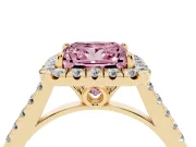 Princess Cut Raised Halo Engagement Ring Setting for a Fancy Pink Lab-Grown Diamond | Yellow Gold