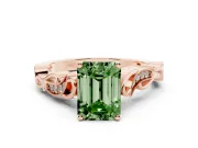 Emerald Cut Vine Engagement Ring Setting for a Fancy Green Lab-Grown Diamond | Rose Gold