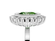Oval Bezel Halo Engagement Ring Setting for a Fancy Green Lab-Grown Diamond | Sterling Silver