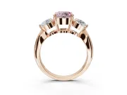 Round Three Stone Engagement Ring Setting for a Fancy Pink Lab-Grown Diamond | Tapered Pave Band | Rose Gold
