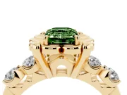 Emerald Cut Floral Engagement Ring Setting for a Fancy Green Lab-Grown Diamond | Petal Frame | Yellow Gold