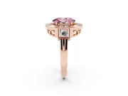 Fancy Pink Oval Cut Diamond Milgrain Halo Ring Set in Rose gold with Split Shank