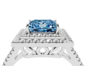 Princess Cut Halo Engagement Ring Setting for a Fancy Blue Lab-Grown Diamond | White Gold - Design NV-24799