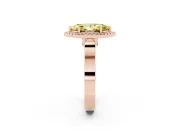Fancy Yellow Marquise Cut Diamond Halo Ring Set in Rose gold with Pavé-Lined Split Shank Band